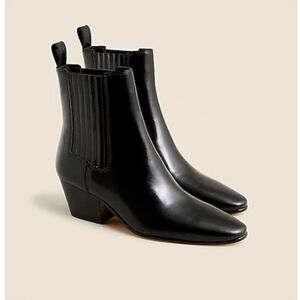 J. Crew BT886 Black Piper Ankle Boots In Leather For Women size 5 NWOT